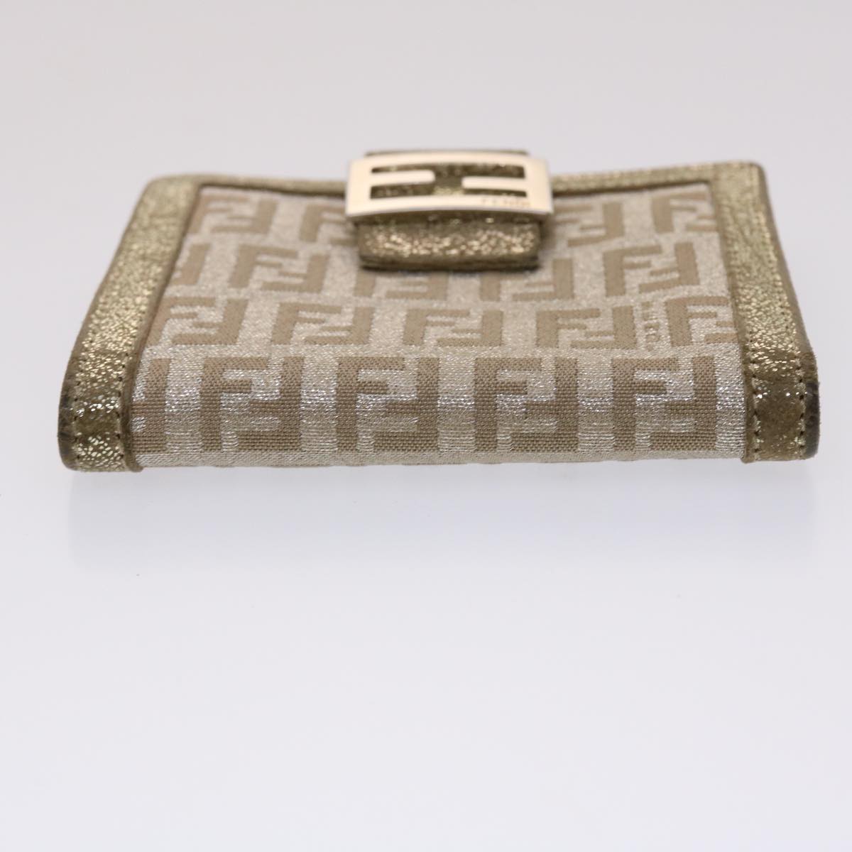 FENDI Zucchino Canvas Wallet Silver Auth 47197