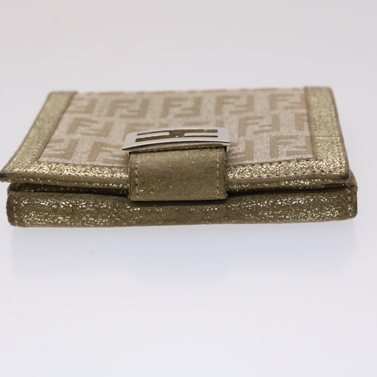 FENDI Zucchino Canvas Wallet Silver Auth 47197