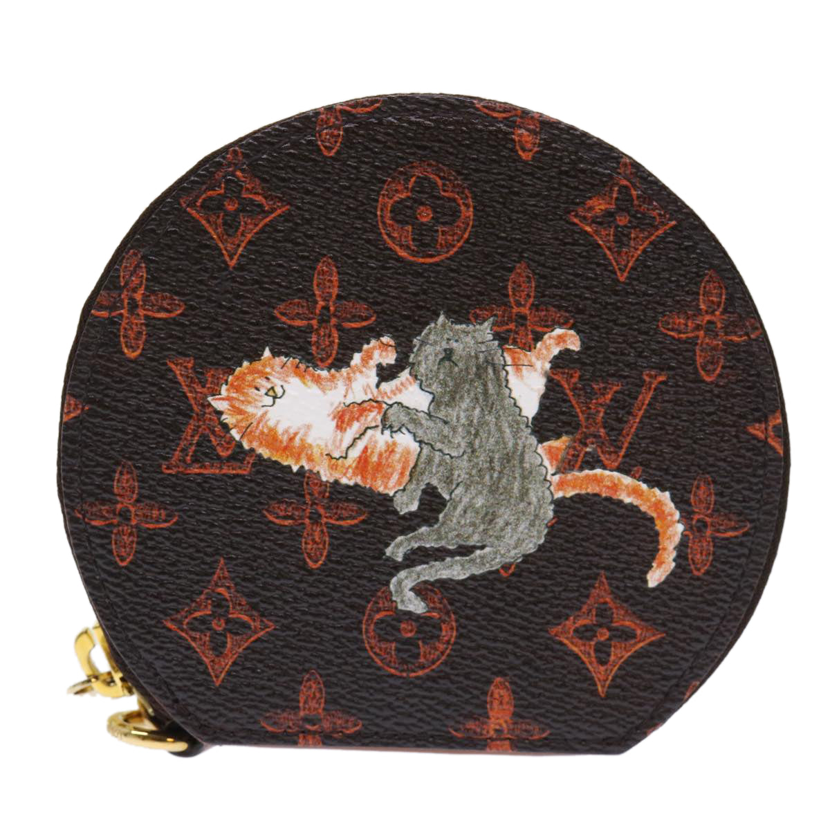 LOUIS VUITTON Catgram Chain Micro Powat Chapeau Coin Purse M63886 LV Auth 47211A