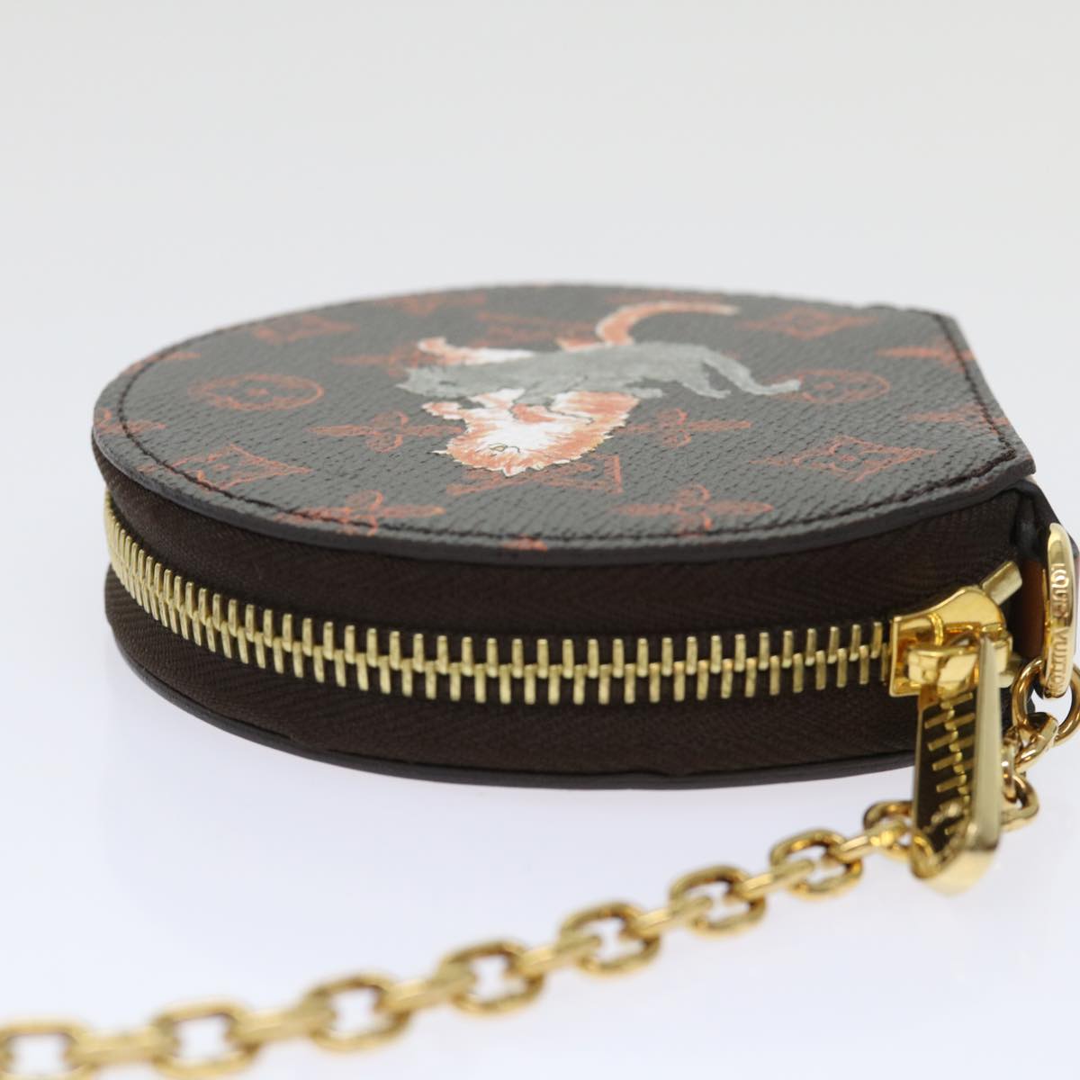 LOUIS VUITTON Catgram Chain Micro Powat Chapeau Coin Purse M63886 LV Auth 47211A