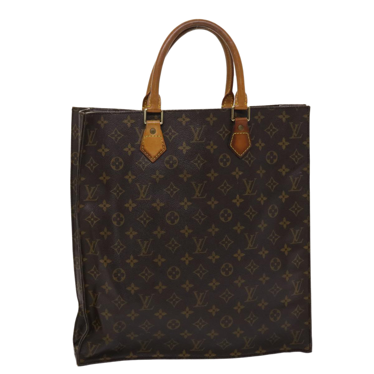 LOUIS VUITTON Monogram Sac Plat Hand Bag M51140 LV Auth 47280