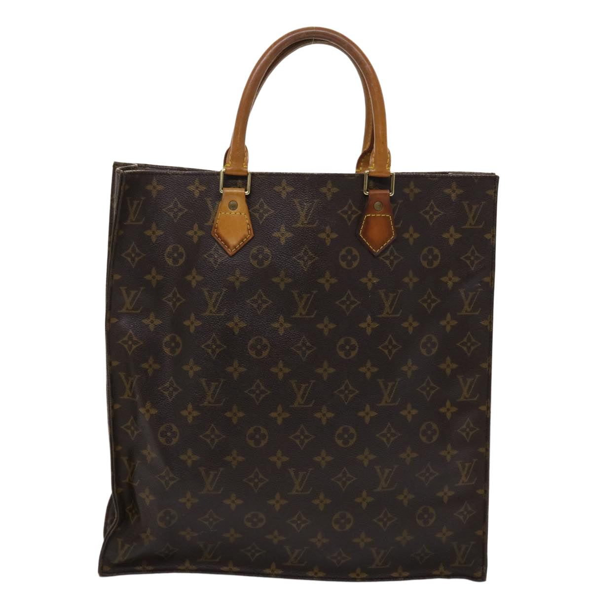 LOUIS VUITTON Monogram Sac Plat Hand Bag M51140 LV Auth 47280