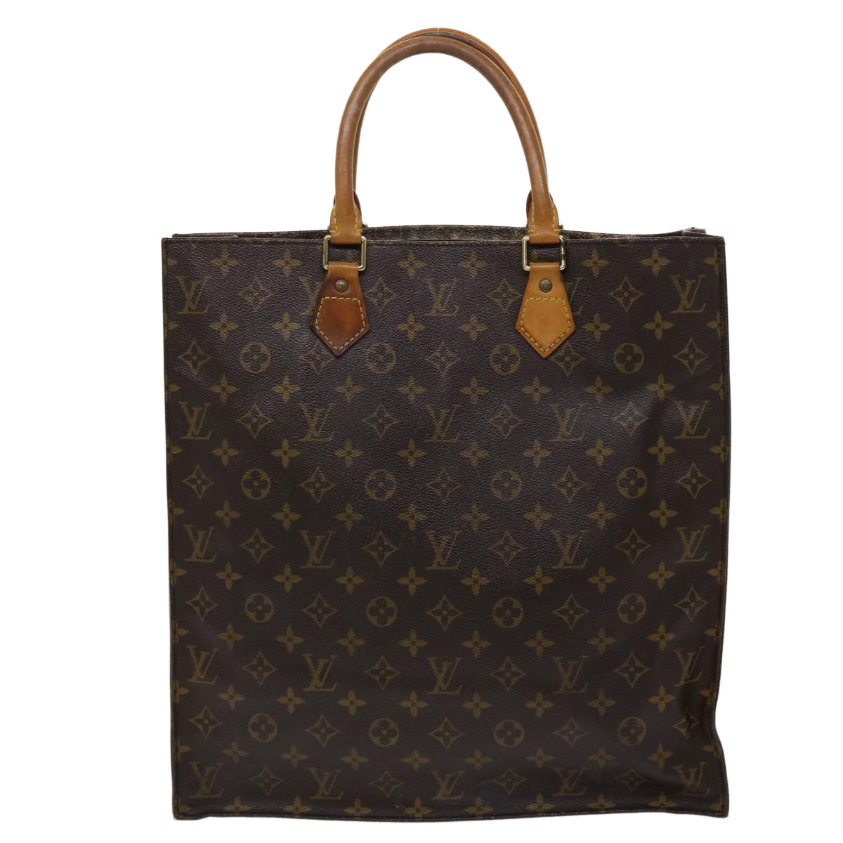 LOUIS VUITTON Monogram Sac Plat Hand Bag M51140 LV Auth 47280