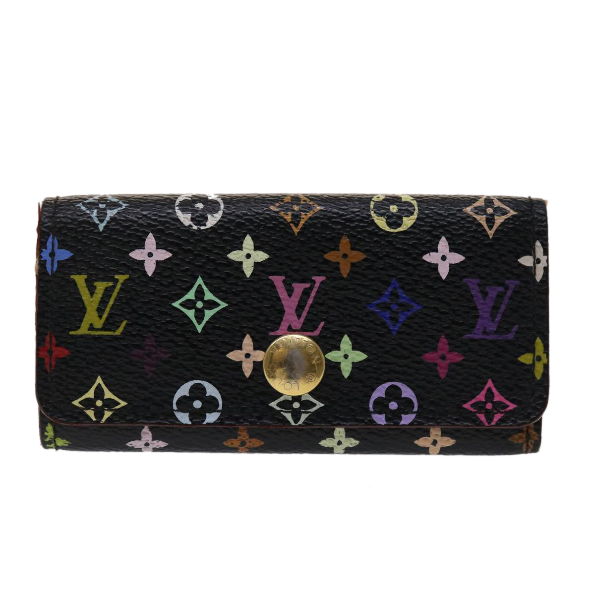 LOUIS VUITTON Monogram Multicolor Multicles 4 Key Case Black M60044 Auth 47305