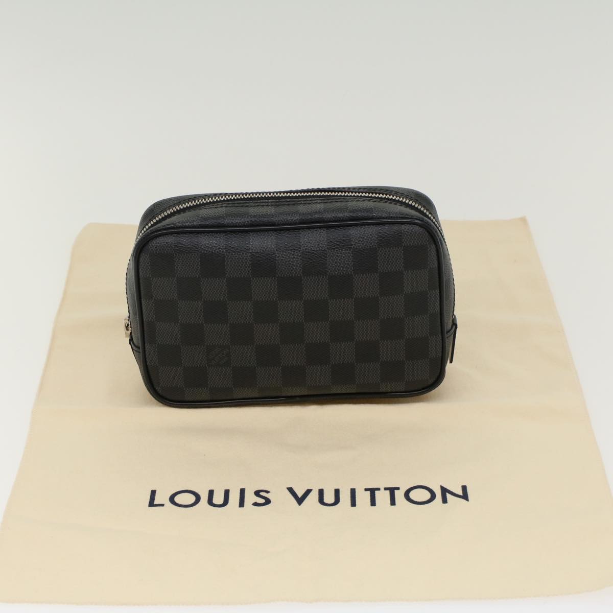 LOUIS VUITTON Damier Graphite Trousse Toilet PM Clutch Bag N47522 LV Auth 47306