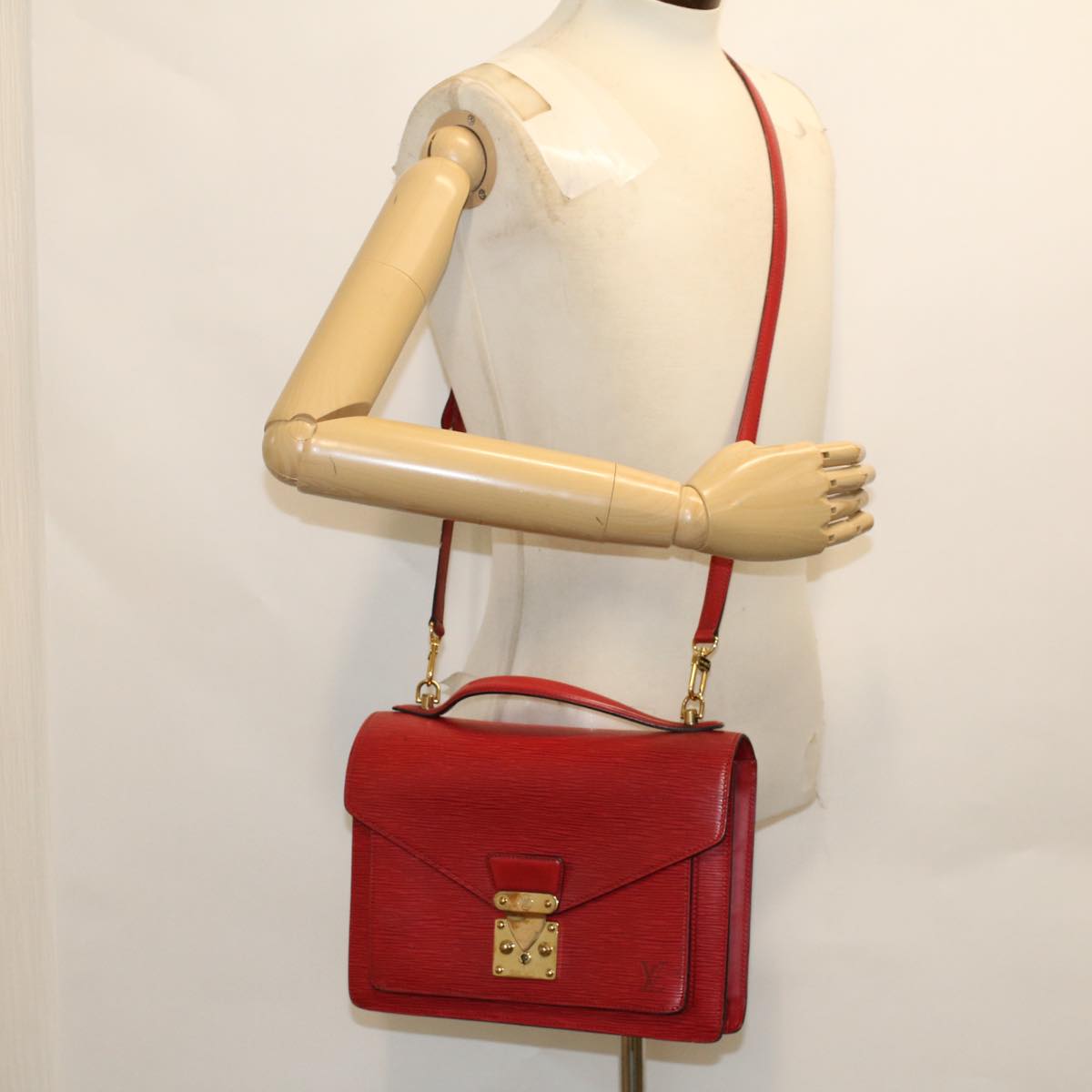 LOUIS VUITTON Epi Monceau 28 Hand Bag 2way Red M40783 LV Auth 47349