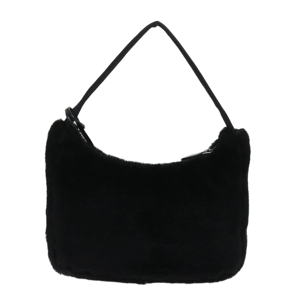 PRADA Terry Hand Bag Fabric Black White Auth 47379A - 0