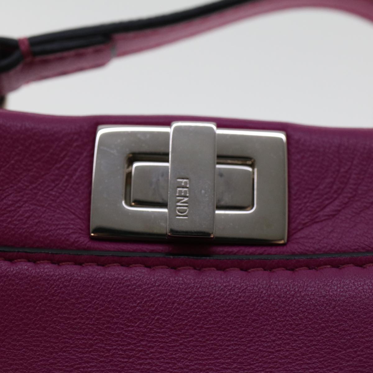 FENDI Shoulder Bag Leather Pink Auth 47385