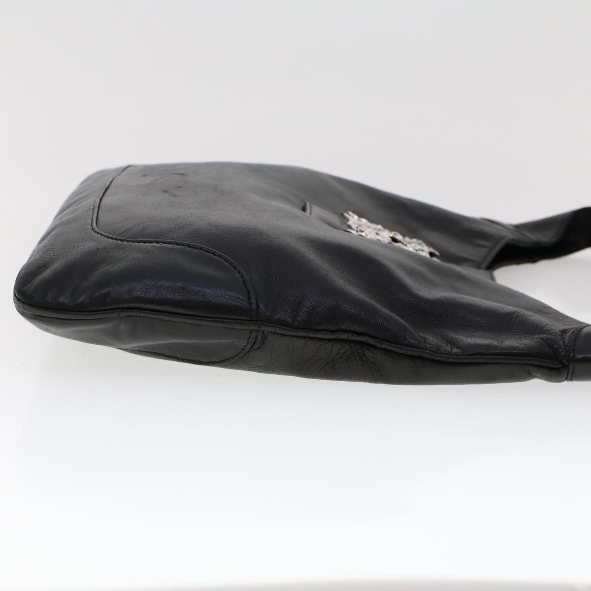 VALENTINO Hand Bag Leather Black Auth 47391