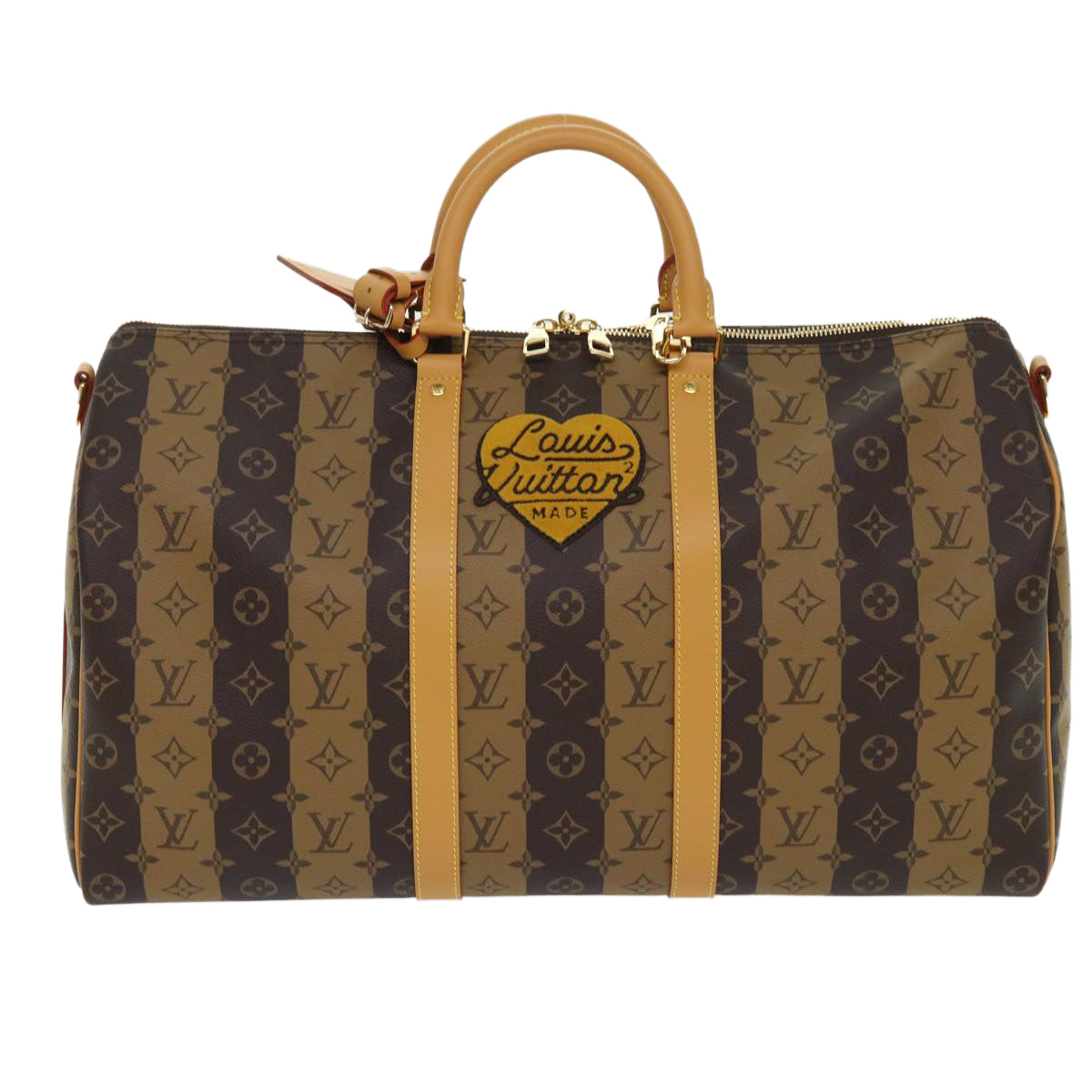 LOUIS VUITTON Monogram Stripe Keepall Bandouliere 50 Bag M45967 LV Auth 47401A