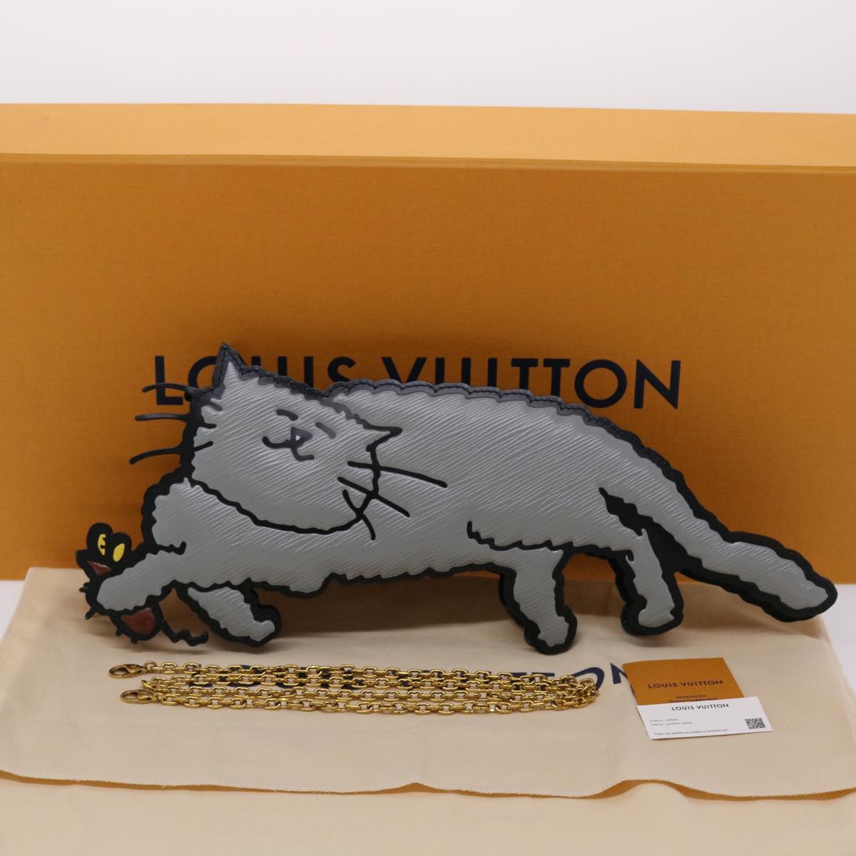 LOUIS VUITTON Catgram Pochette Full Cat Shoulder Bag Gray M53165 LV Auth 47438A