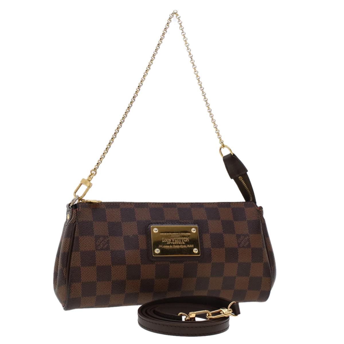 LOUIS VUITTON Damier Ebene Eva Shoulder Bag 2way N55213 LV Auth 47442