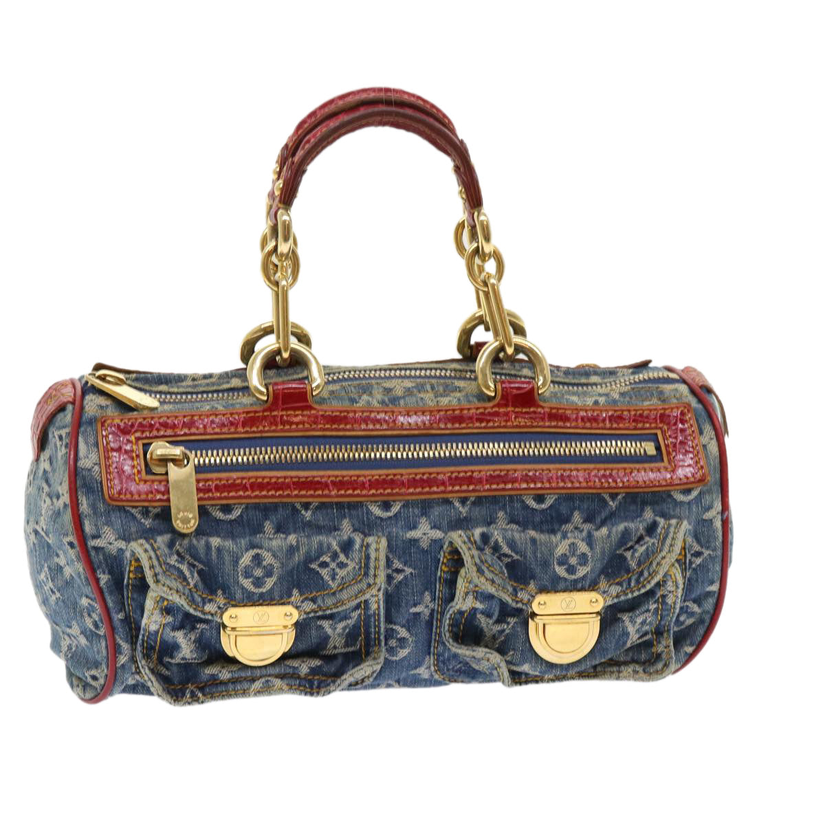 LOUIS VUITTON Monogram Denim Exotic Neo Speedy Hand Bag Blue M95019 Auth 47491