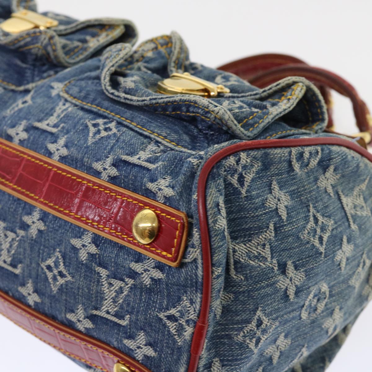 LOUIS VUITTON Monogram Denim Exotic Neo Speedy Hand Bag Blue M95019 Auth 47491