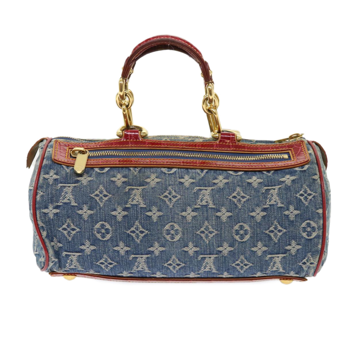 LOUIS VUITTON Monogram Denim Exotic Neo Speedy Hand Bag Blue M95019 Auth 47491