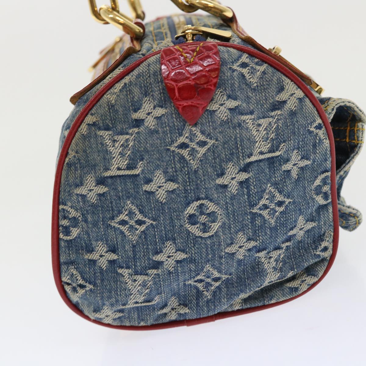 LOUIS VUITTON Monogram Denim Exotic Neo Speedy Hand Bag Blue M95019 Auth 47491