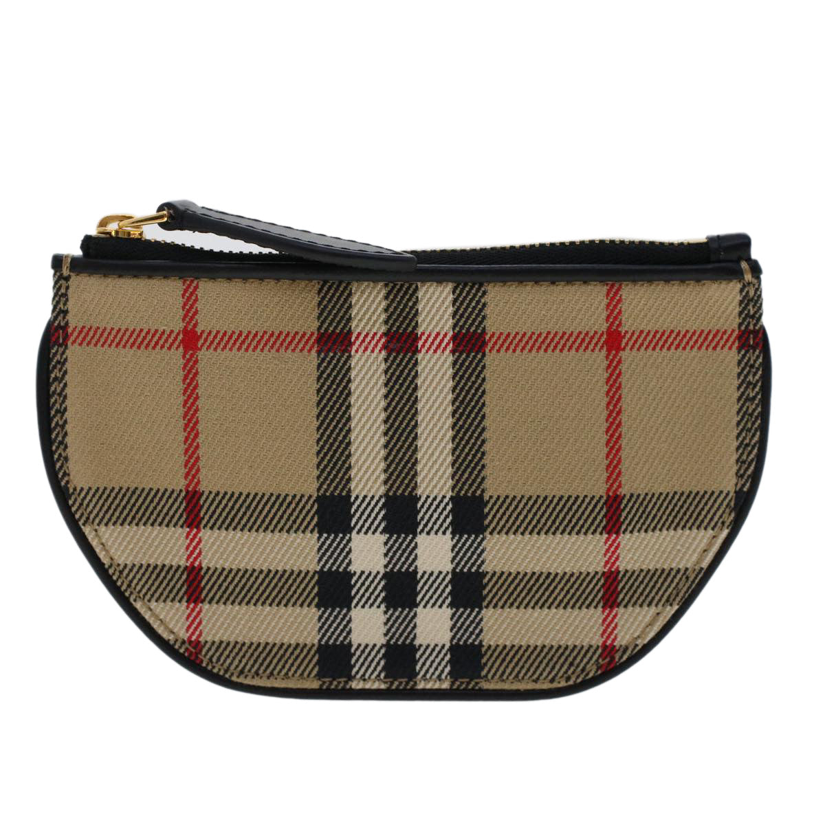 BURBERRY Nova Check Coin Purse Nylon Beige Auth 47493