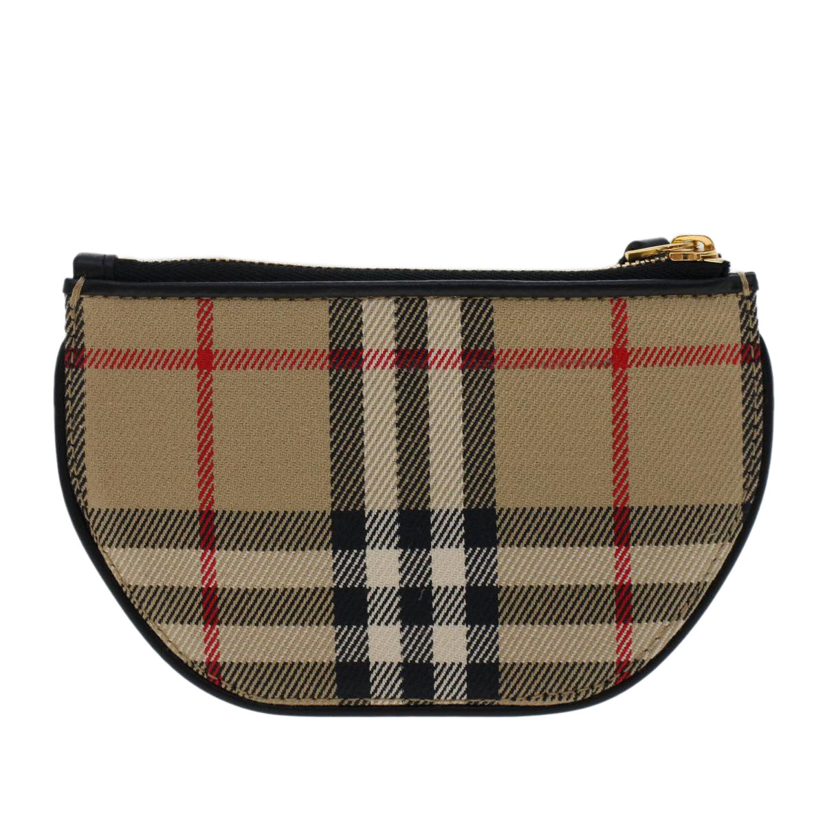 BURBERRY Nova Check Coin Purse Nylon Beige Auth 47493