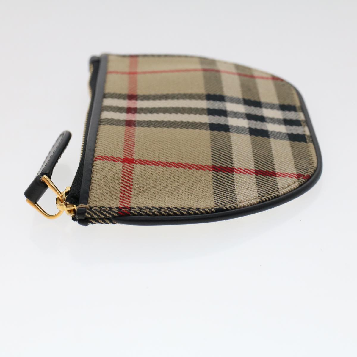 BURBERRY Nova Check Coin Purse Nylon Beige Auth 47493