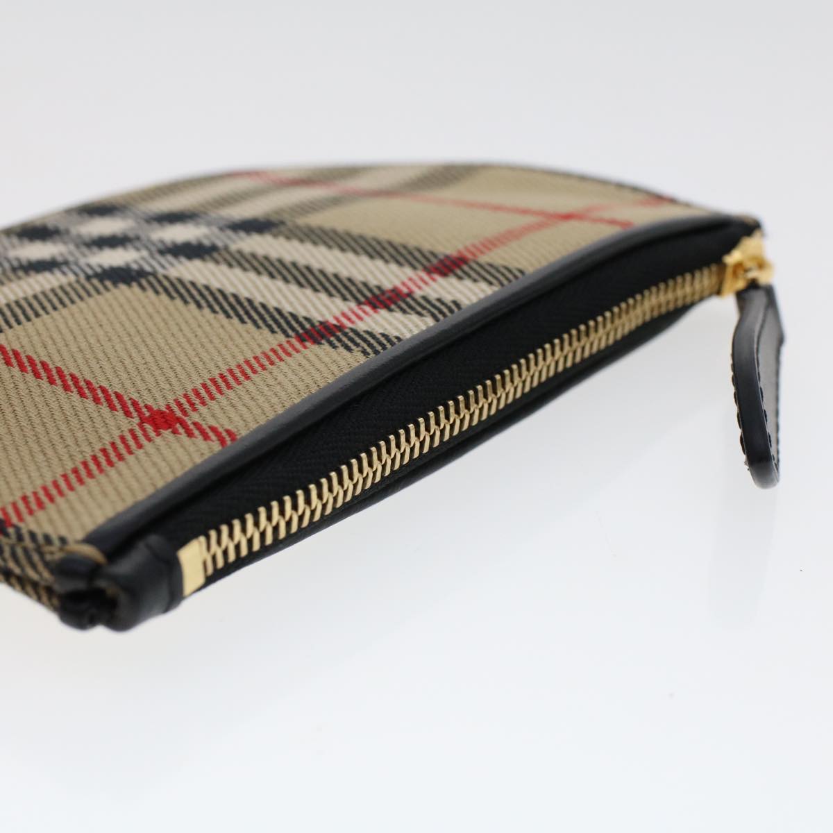 BURBERRY Nova Check Coin Purse Nylon Beige Auth 47493