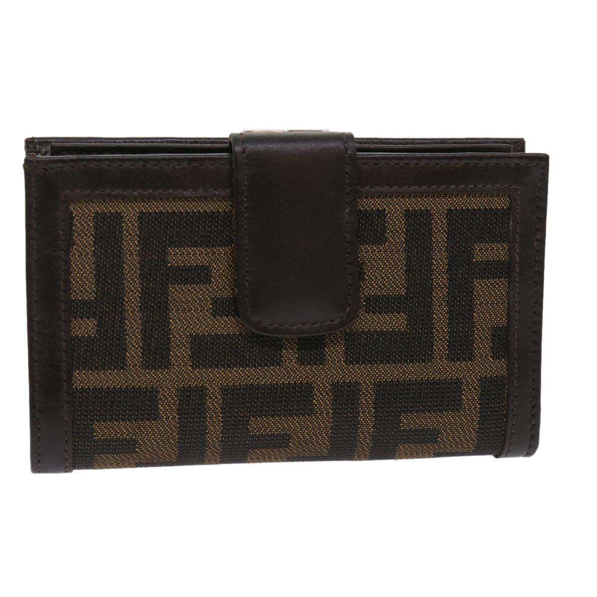 FENDI Zucca Canvas Wallet Black Brown 2251-01692-009 Auth 47535