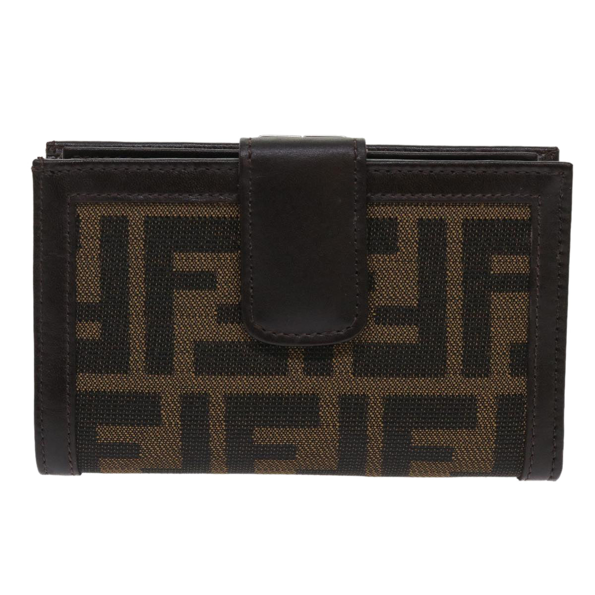 FENDI Zucca Canvas Wallet Black Brown 2251-01692-009 Auth 47535