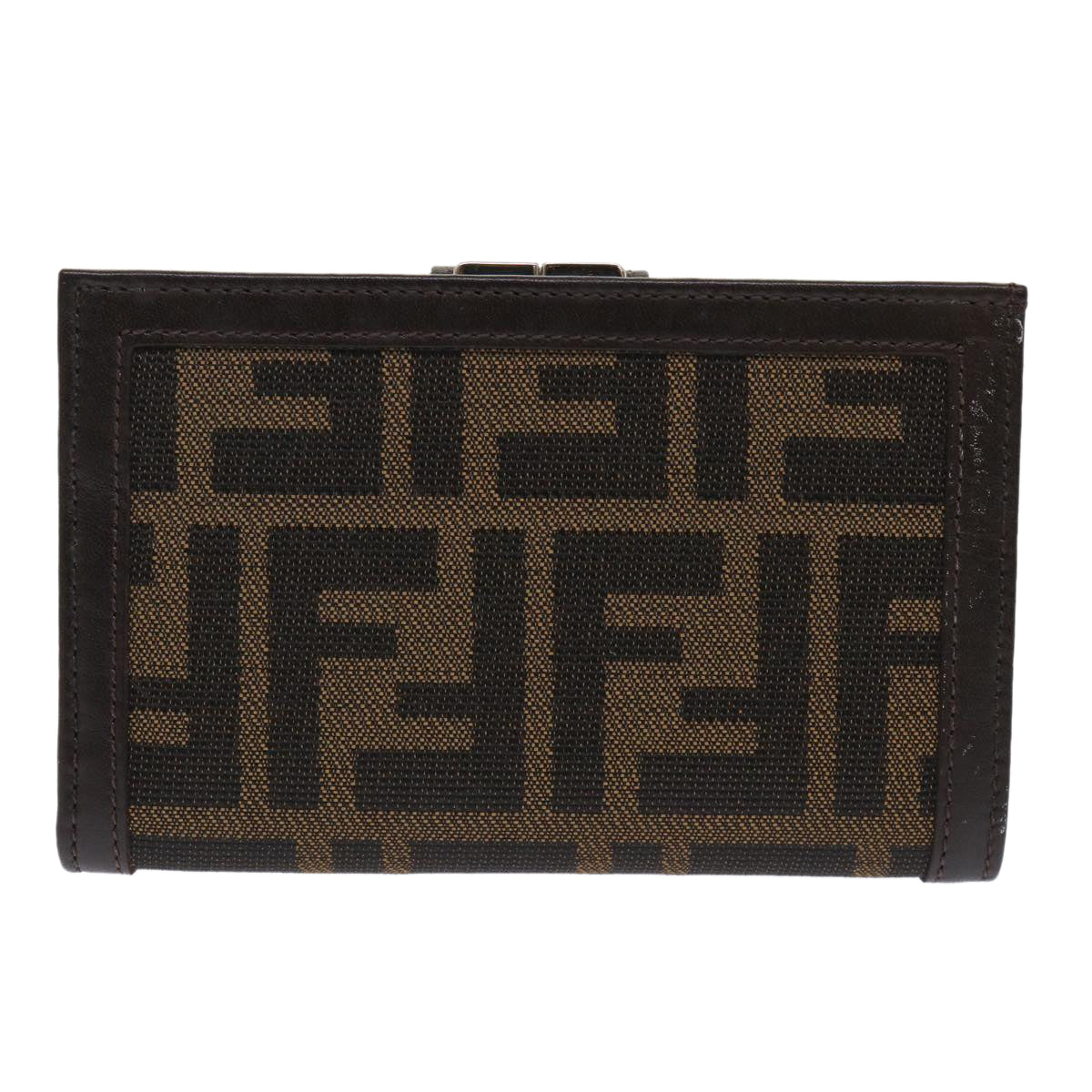 FENDI Zucca Canvas Wallet Black Brown 2251-01692-009 Auth 47535 - 0