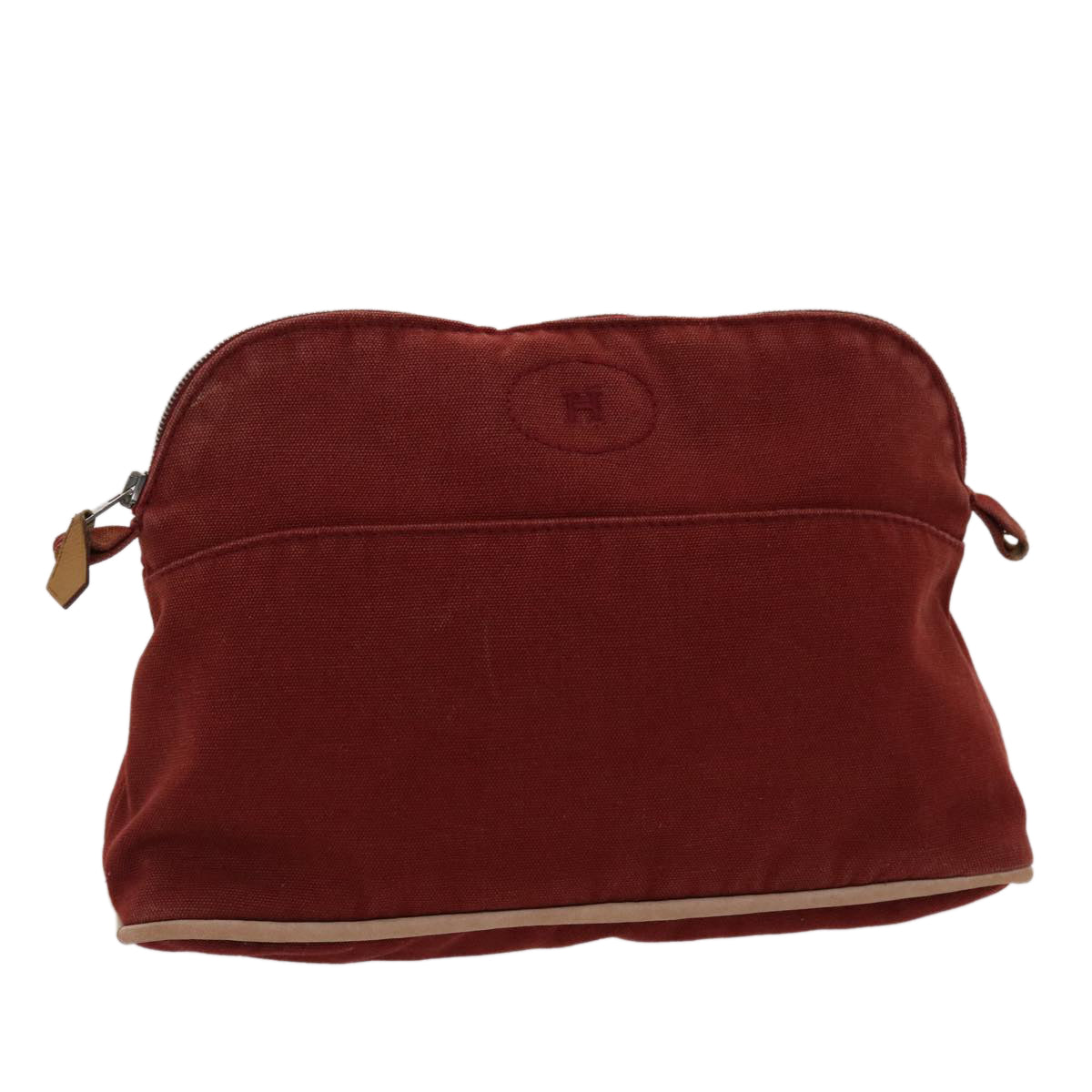 HERMES Bolide Pouch Canvas Red Auth 47537