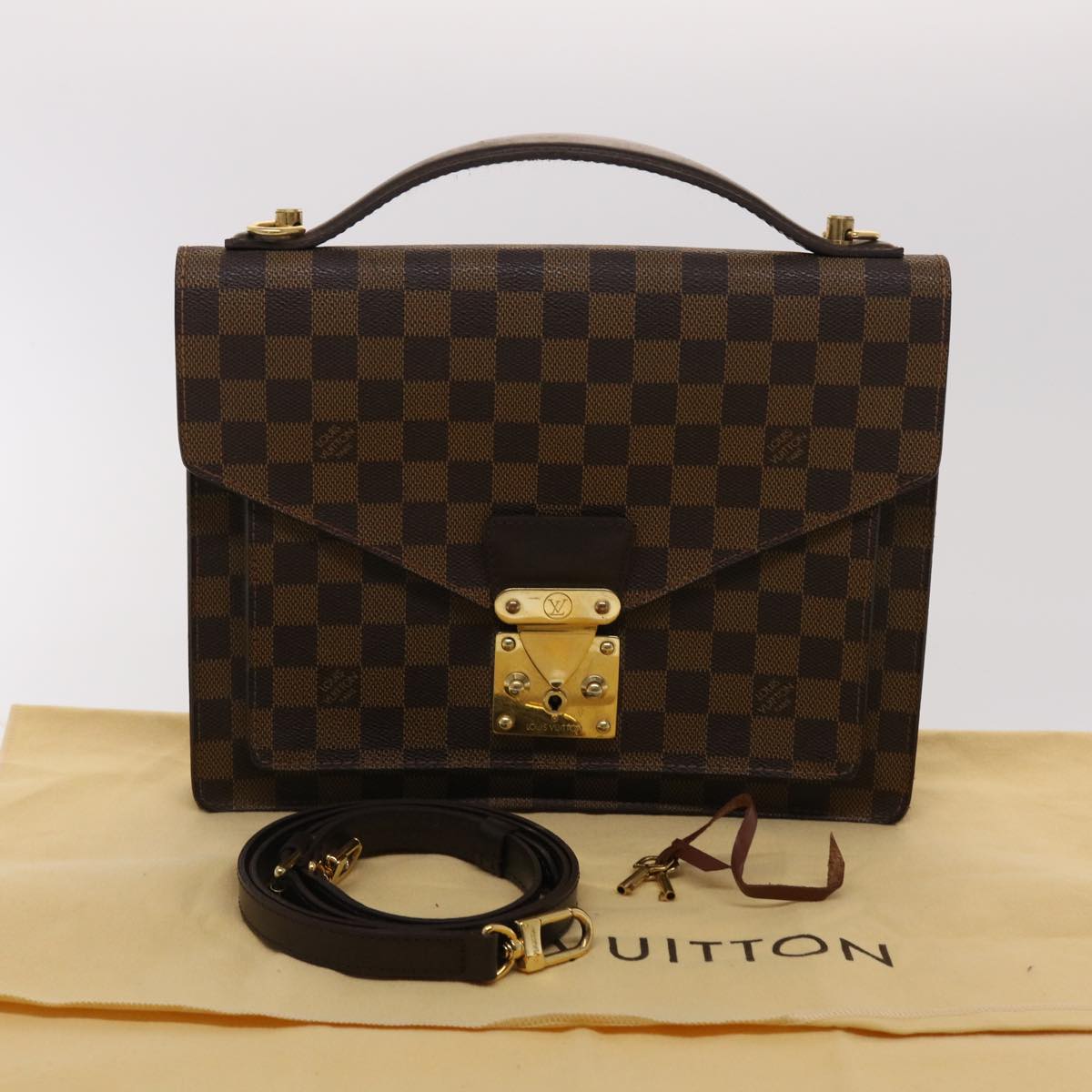 LOUIS VUITTON Damier Ebene Monceau 28 Hand Bag SPO 2way N48088 LV Auth 47539