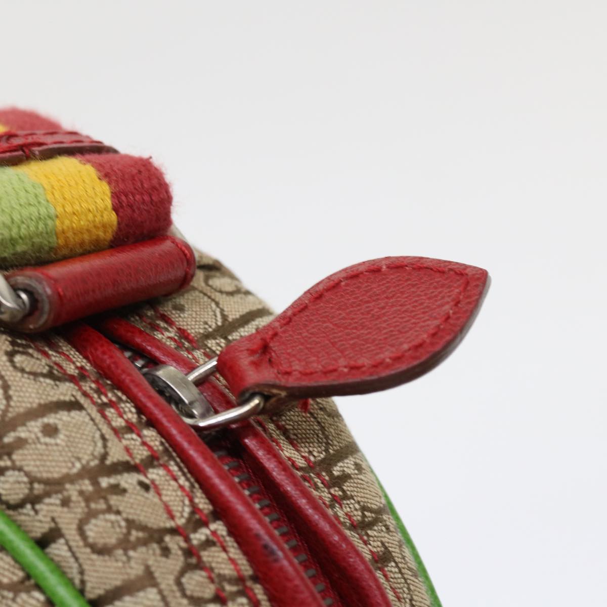 Christian Dior Trotter Canvas Shoulder Bag Rasta Color Beige Auth 47578