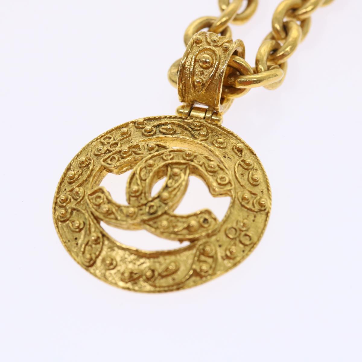 CHANEL Chain Necklace Gold Tone CC Auth 47582A - 0