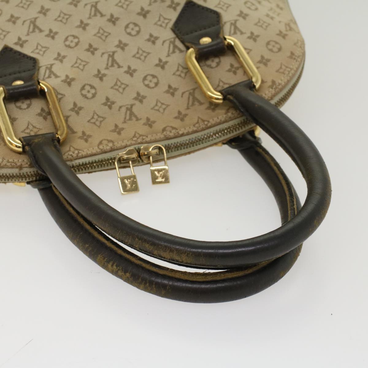 LOUIS VUITTON Monogram Mini Alma Haut Hand Bag Khaki M92203 LV Auth 47628