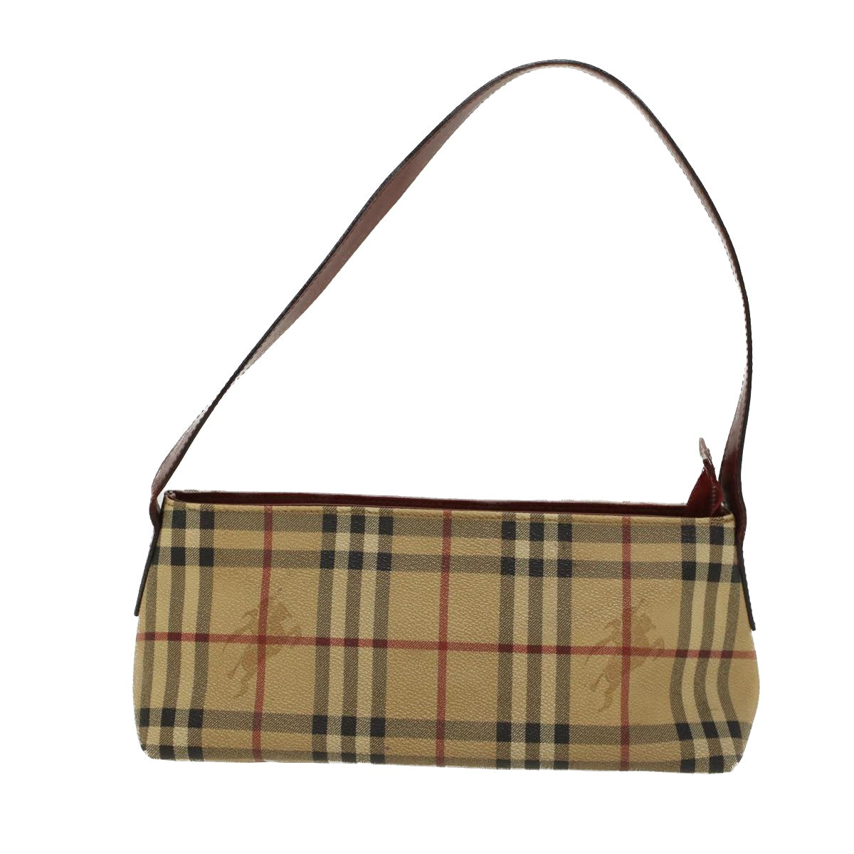 BURBERRY Nova Check Shoulder Bag PVC Leather Beige Auth 47645