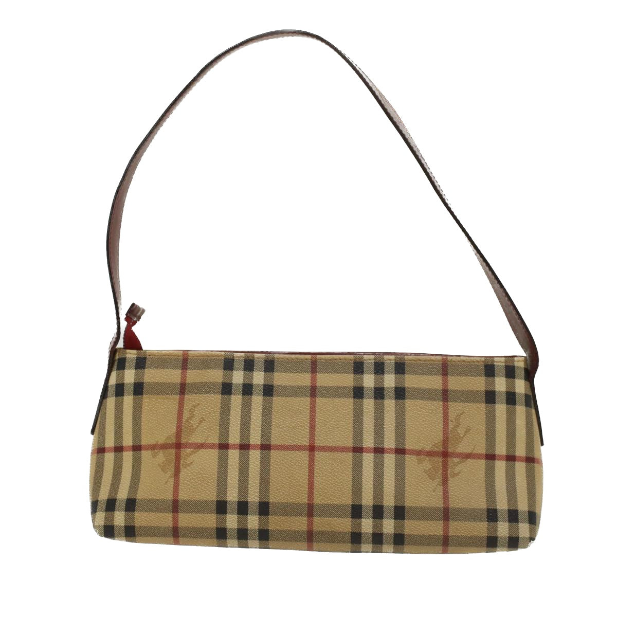 BURBERRY Nova Check Shoulder Bag PVC Leather Beige Auth 47645