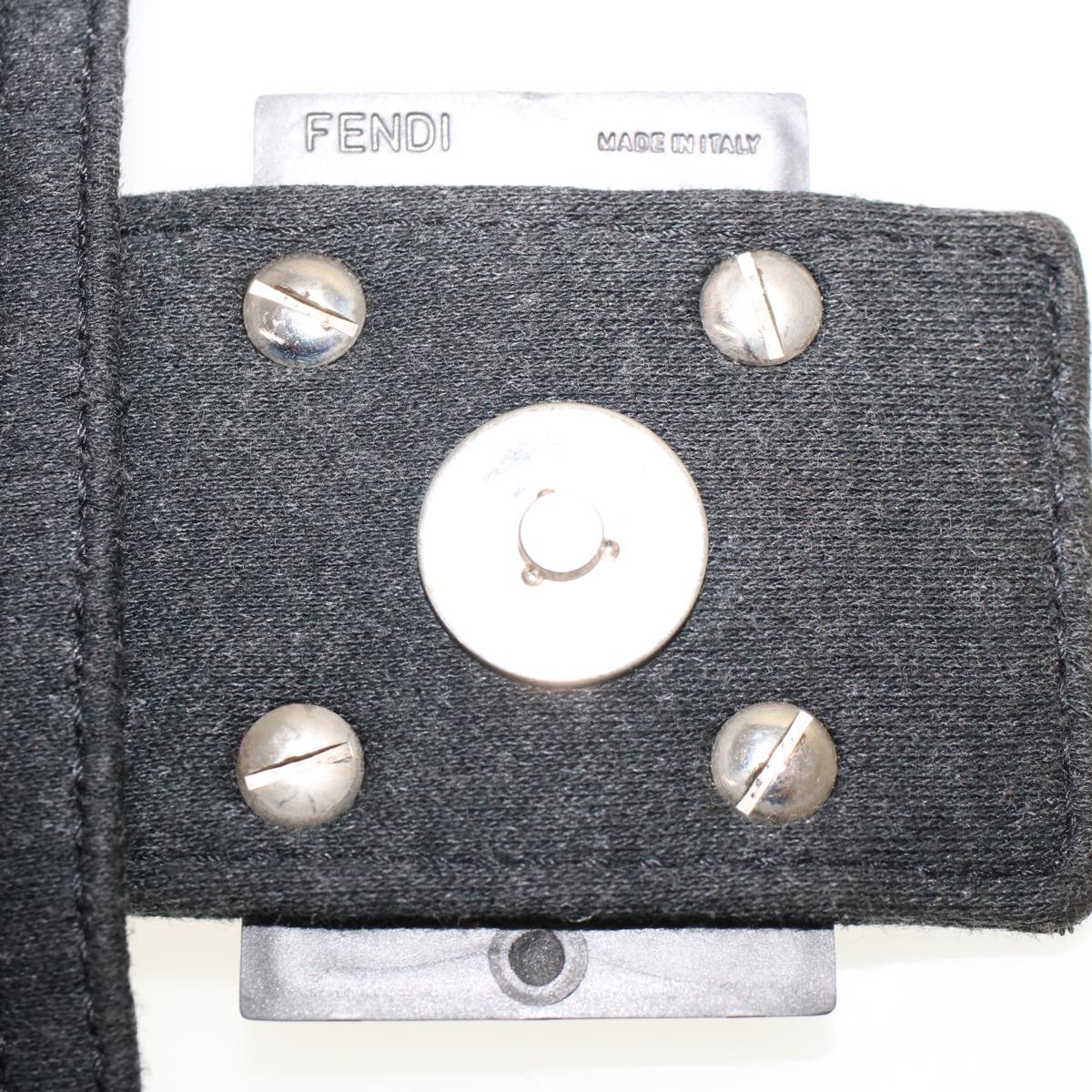 FENDI Mamma Baguette Shoulder Bag Nylon Leather Gray 2308-26325-099 Auth 47647