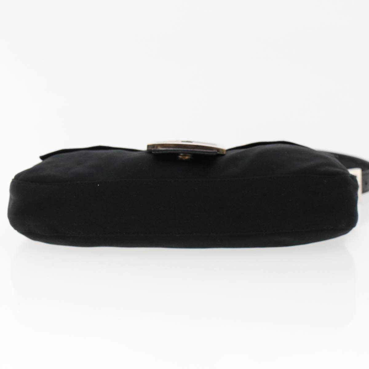 FENDI Mamma Baguette Shoulder Bag Nylon Leather Black Auth 47648