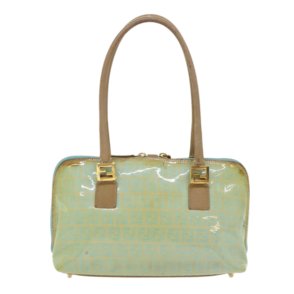 FENDI Zucchino Canvas Hand Bag Enamel Light Blue Auth 47649 - 0