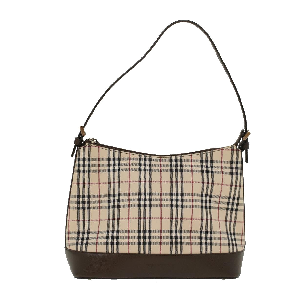 BURBERRY Nova Check Shoulder Bag Nylon Leather Beige Auth 47677