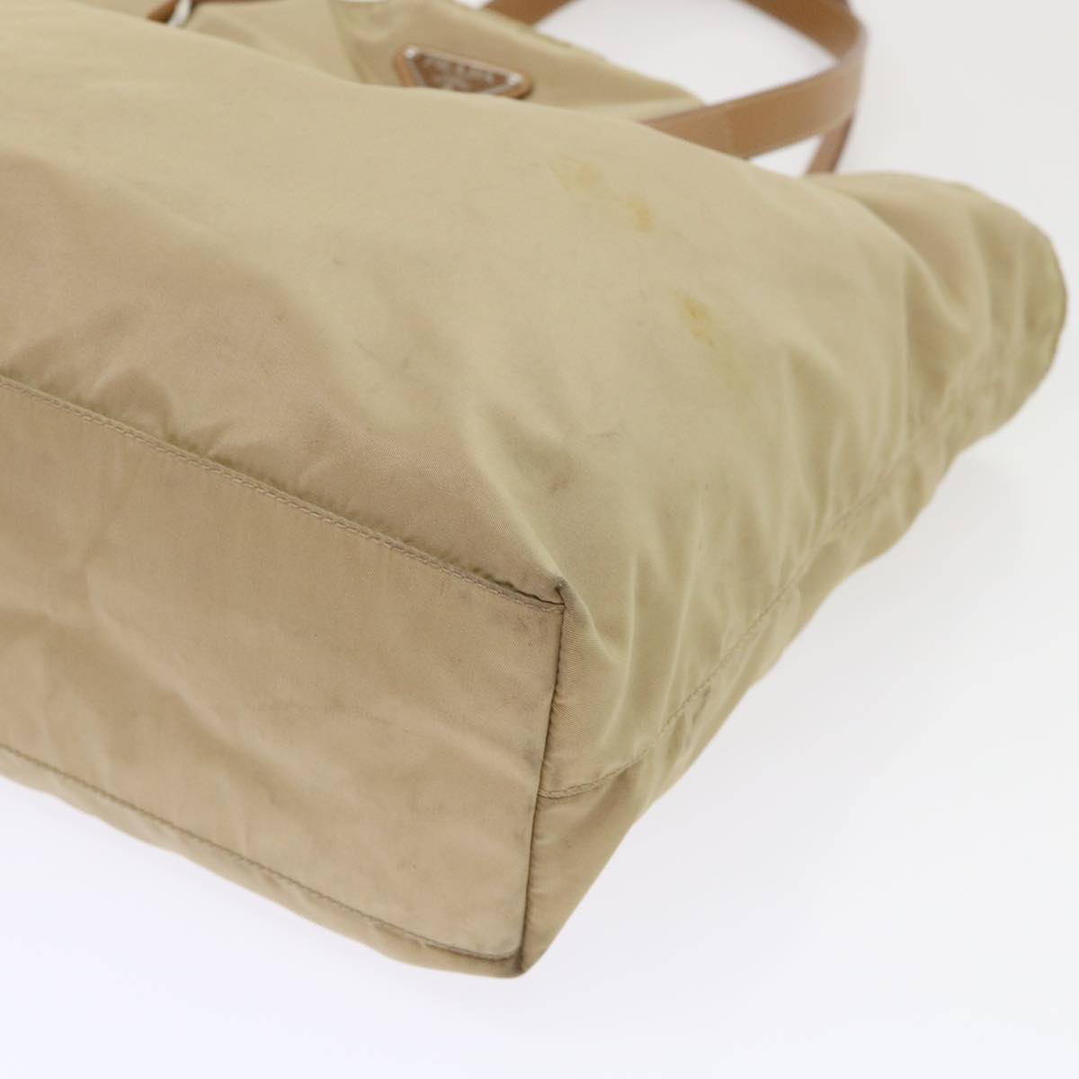 PRADA Shoulder Bag Nylon Beige Auth 47678