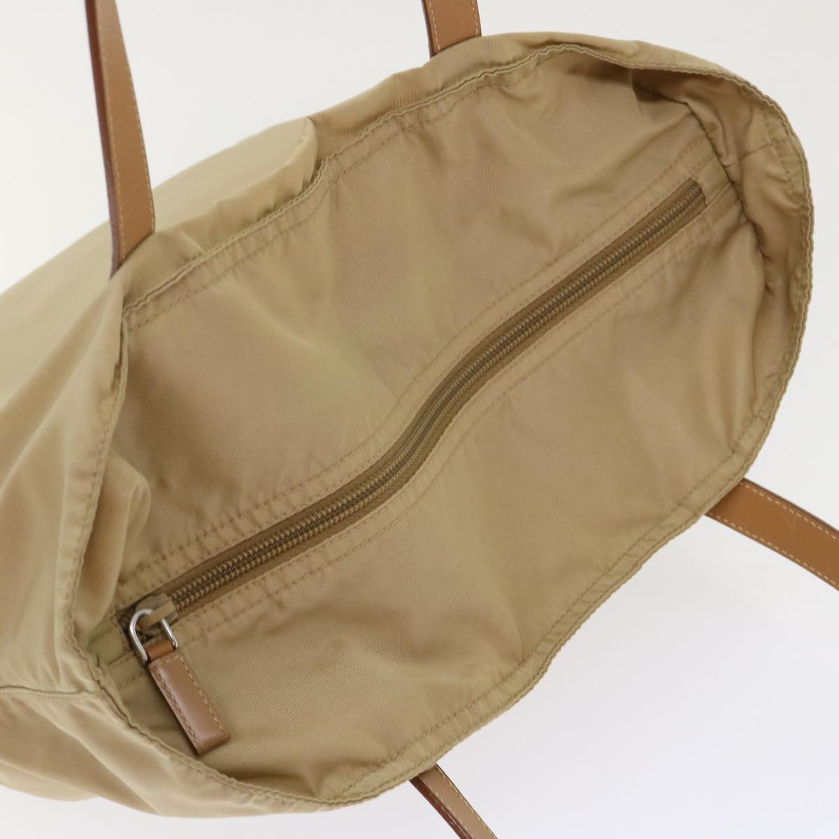 PRADA Shoulder Bag Nylon Beige Auth 47678