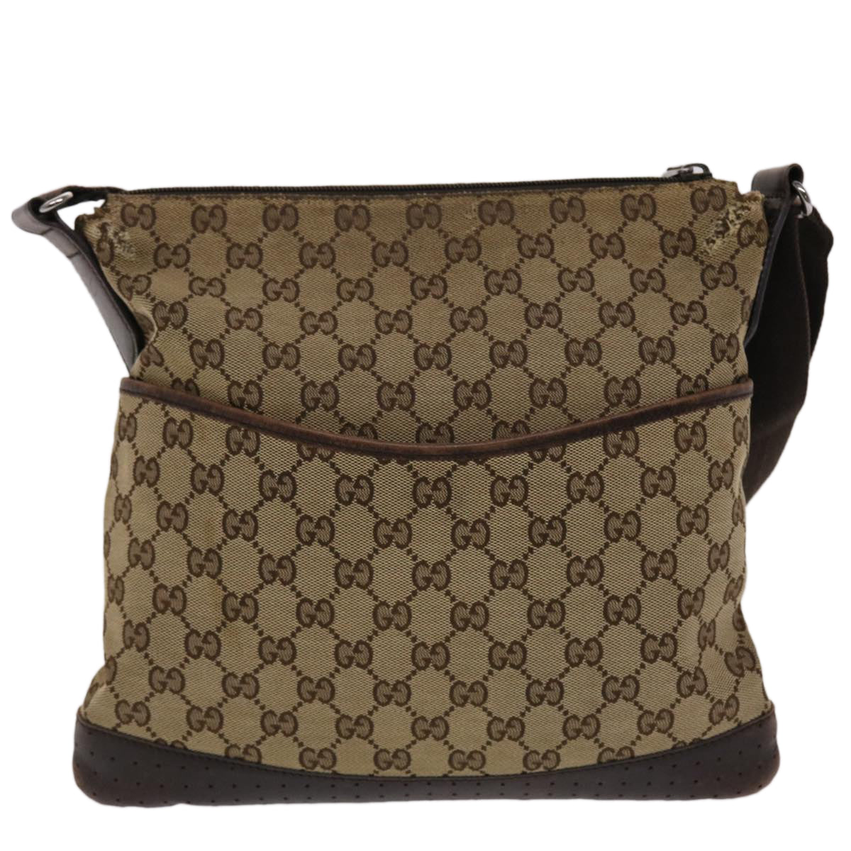 GUCCI GG Canvas Shoulder Bag Beige 145857 Auth 47690