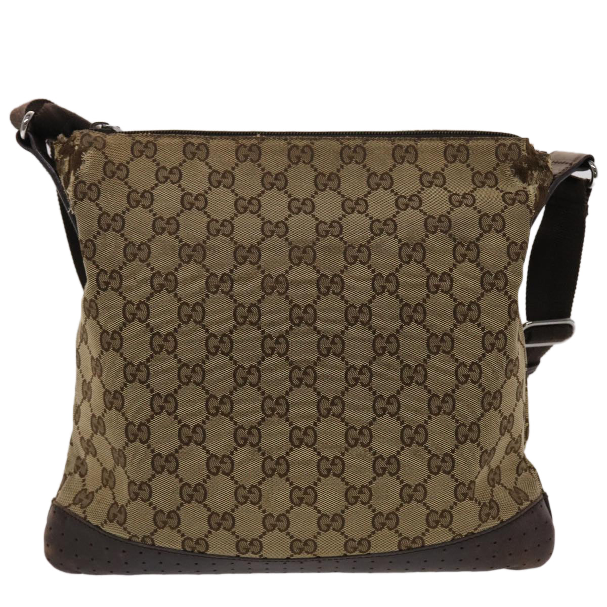 GUCCI GG Canvas Shoulder Bag Beige 145857 Auth 47690