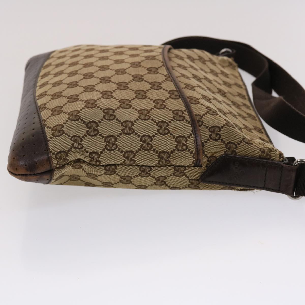 GUCCI GG Canvas Shoulder Bag Beige 145857 Auth 47690