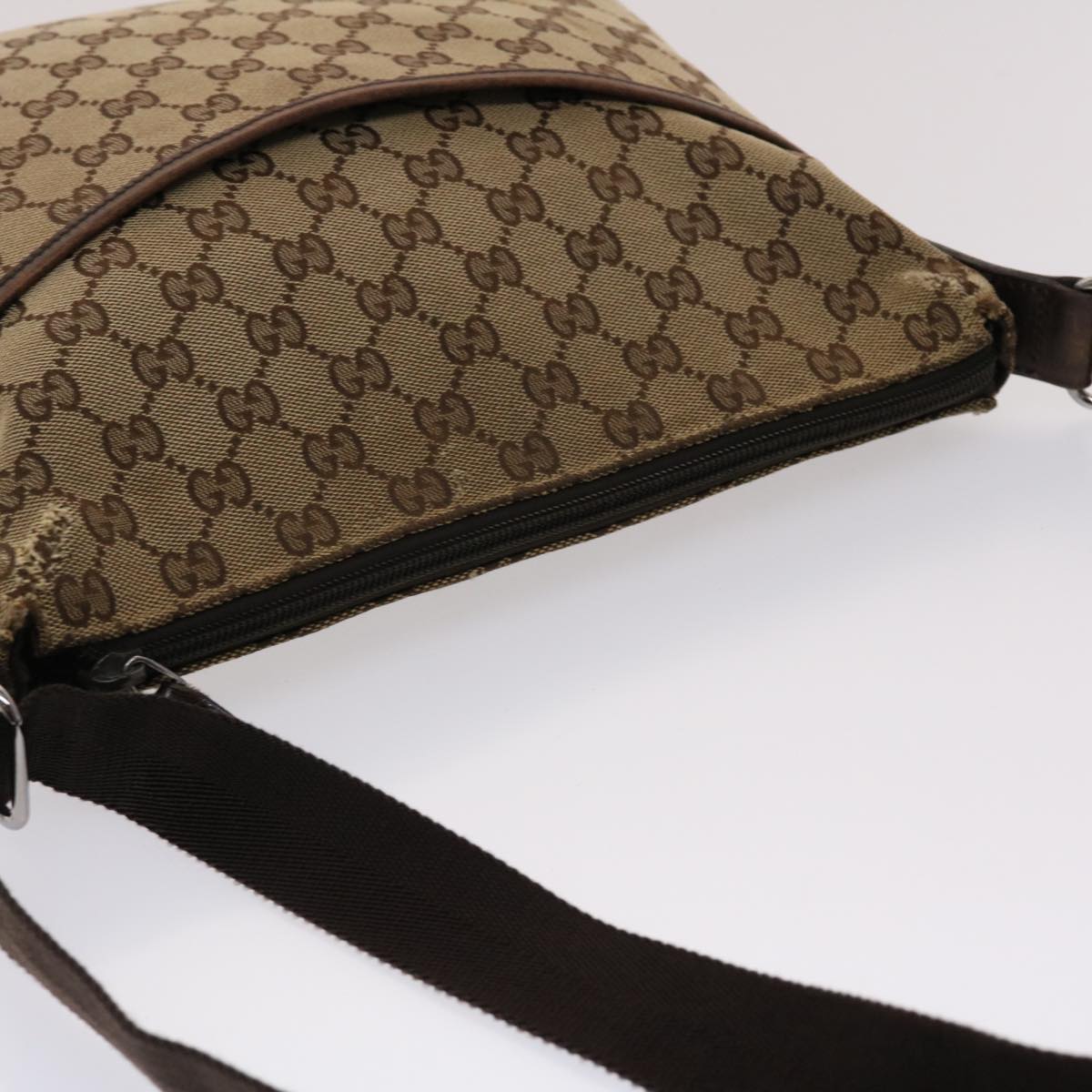 GUCCI GG Canvas Shoulder Bag Beige 145857 Auth 47690