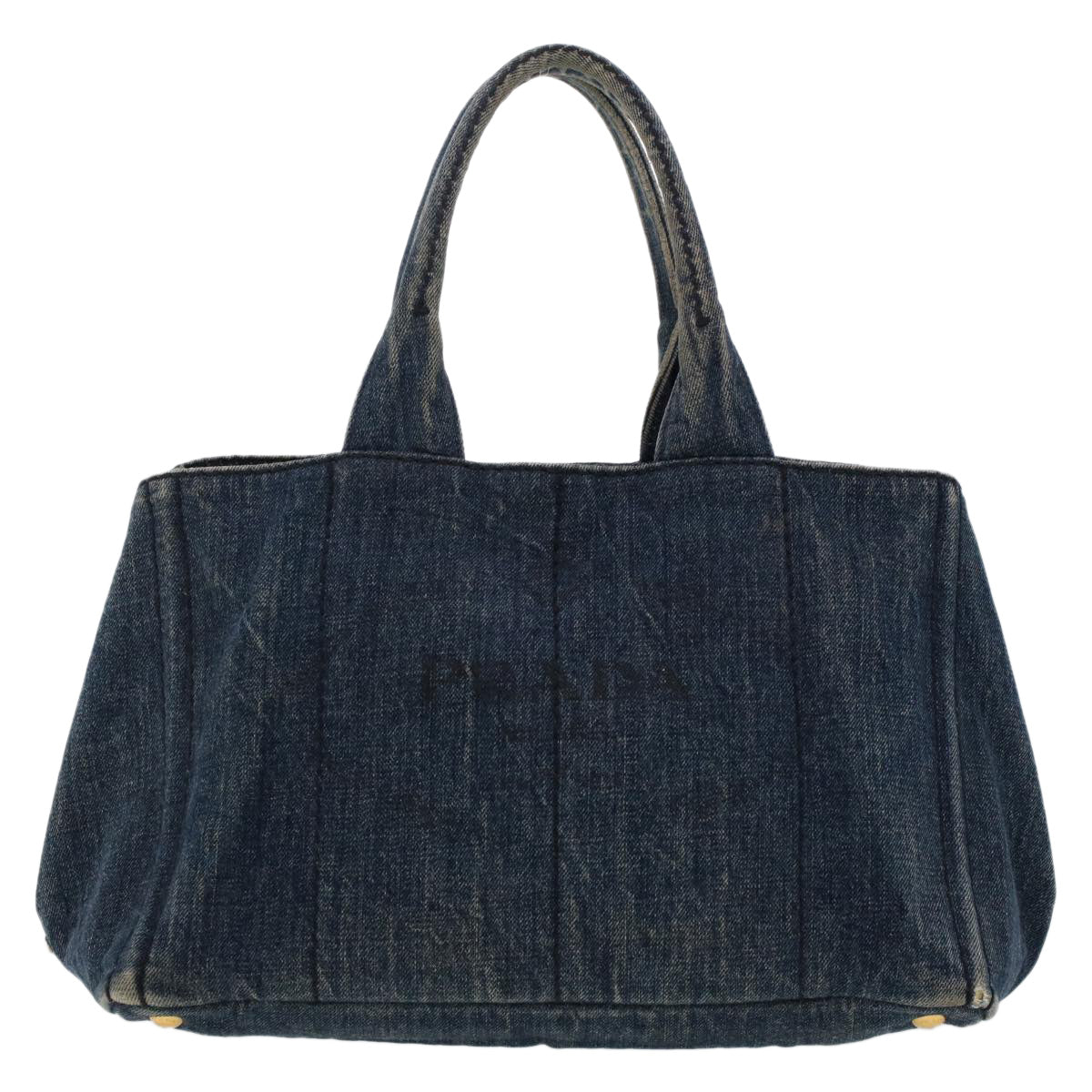 PRADA Canapa Hand Bag Canvas Blue Auth 47694