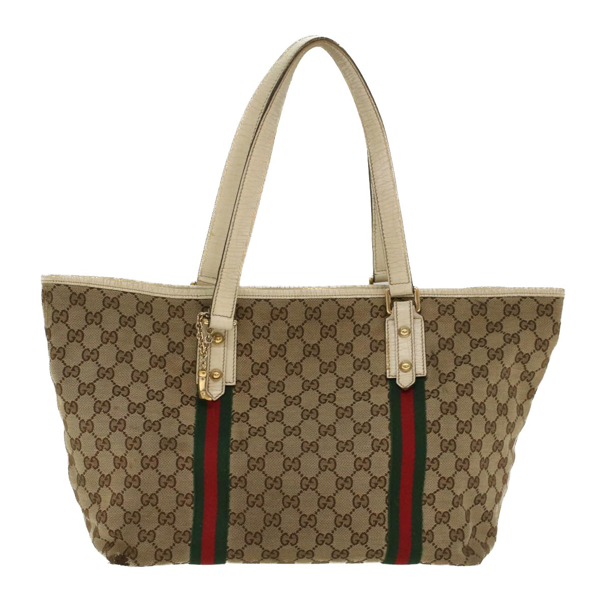 GUCCI GG Canvas Web Sherry Line Shoulder Bag Beige Red Green 139260 Auth 47709