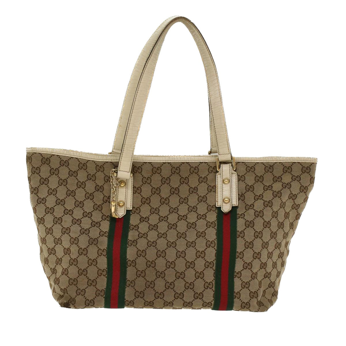 GUCCI GG Canvas Web Sherry Line Shoulder Bag Beige Red Green 139260 Auth 47709