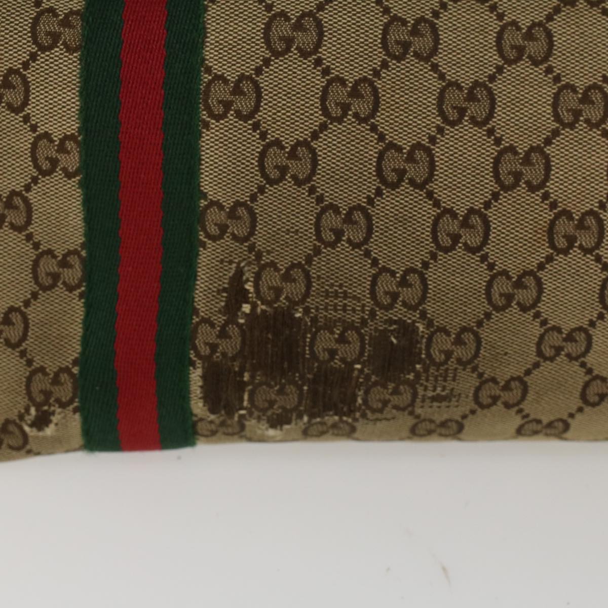 GUCCI GG Canvas Web Sherry Line Shoulder Bag Beige Red Green 139260 Auth 47709