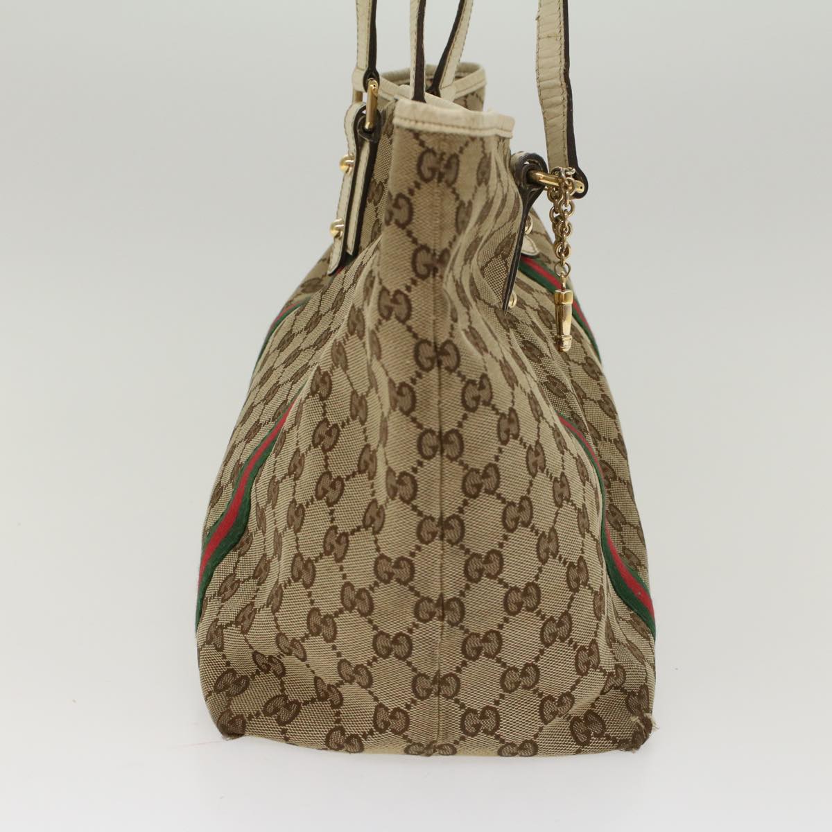 GUCCI GG Canvas Web Sherry Line Shoulder Bag Beige Red Green 139260 Auth 47709