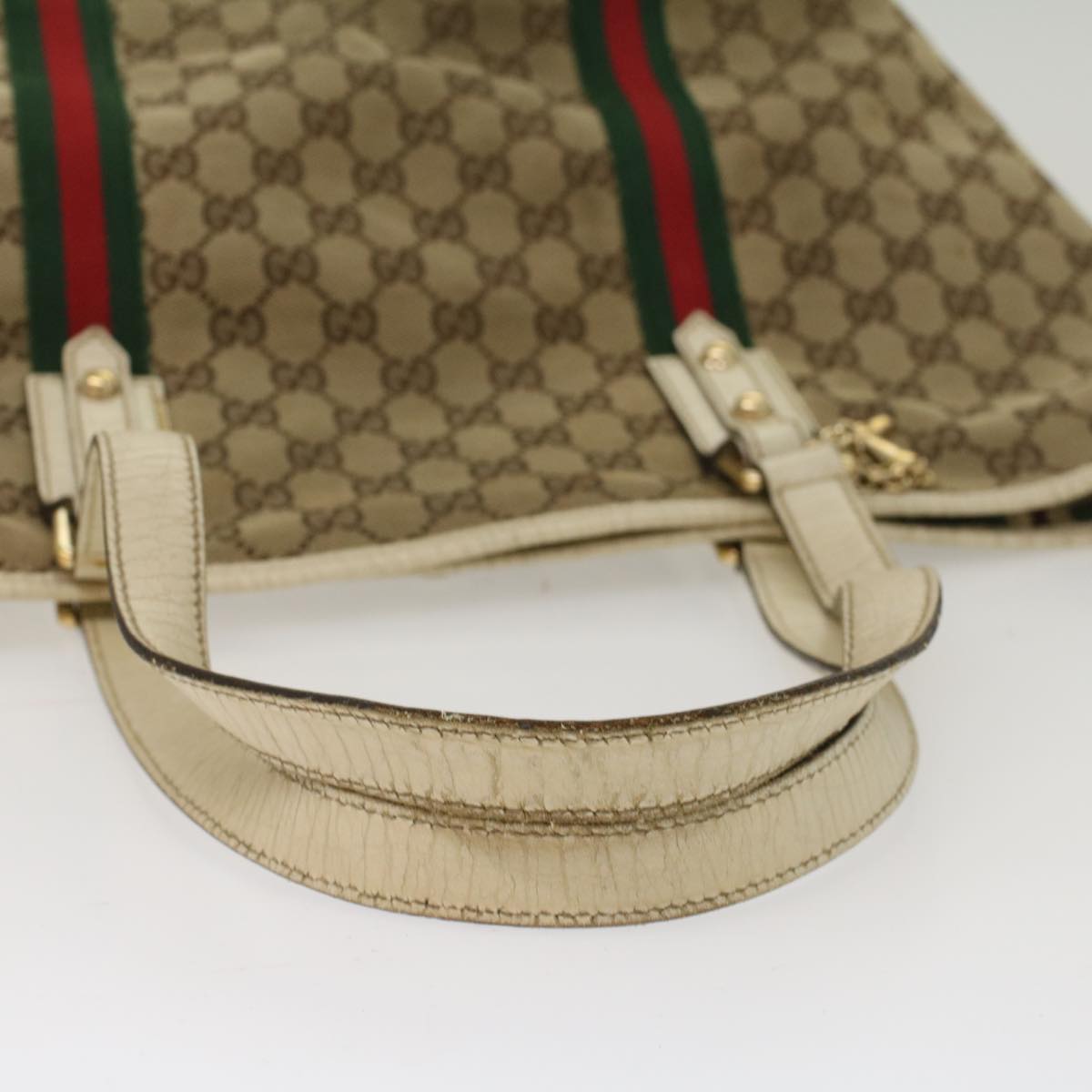 GUCCI GG Canvas Web Sherry Line Shoulder Bag Beige Red Green 139260 Auth 47709